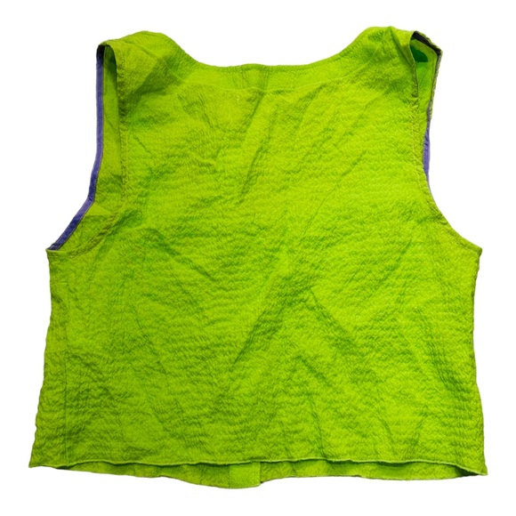 Urban Outfitters Neon Chartreuse Button Up Y2K 80s Tank Top - Picture 11 of 11